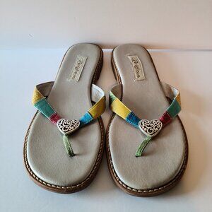 BRIGHTON ORLA MULTI-COLOR LEATHER THONG SANDALS -WOMEN'S 8M